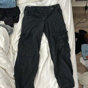 American Eagle Dreamy Drape Stretch High Waisted Cargo pants in black